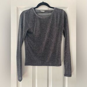 Free People Black and Silver Mesh Top